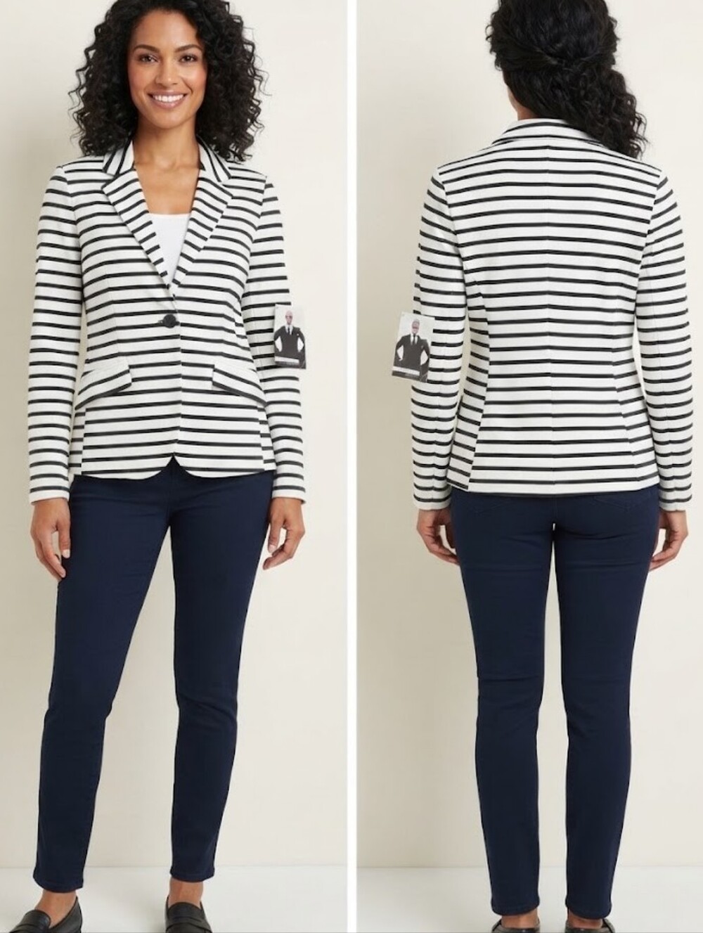 Attitude by Jay Manuel Black & White Striped Tailored Blazer Jacket – Size 16